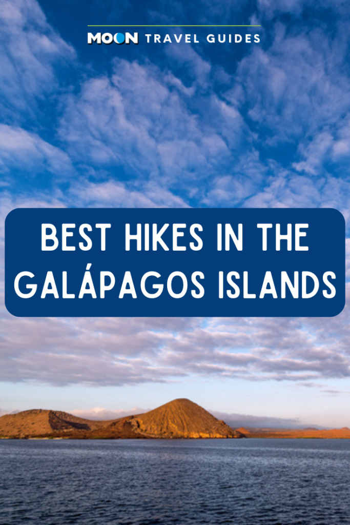 Image of island with text reading Best Hikes in the Galapagos Islands