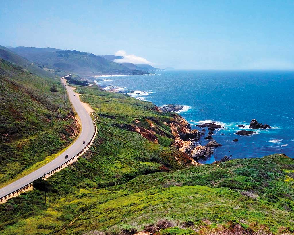 aerial view of the pacific coast highway and pacific ocean