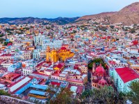 aerial view of colorful houses in Guanajuato, Mexico