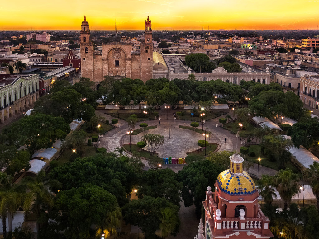 sunset over merida mexico