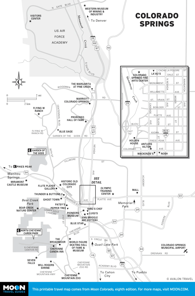 Travel Map of Colorado Springs, Colorado