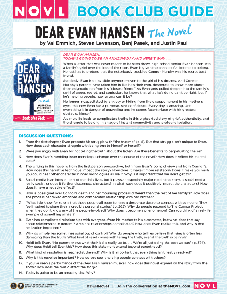 Dear Evan Hansen Book Club Guide
