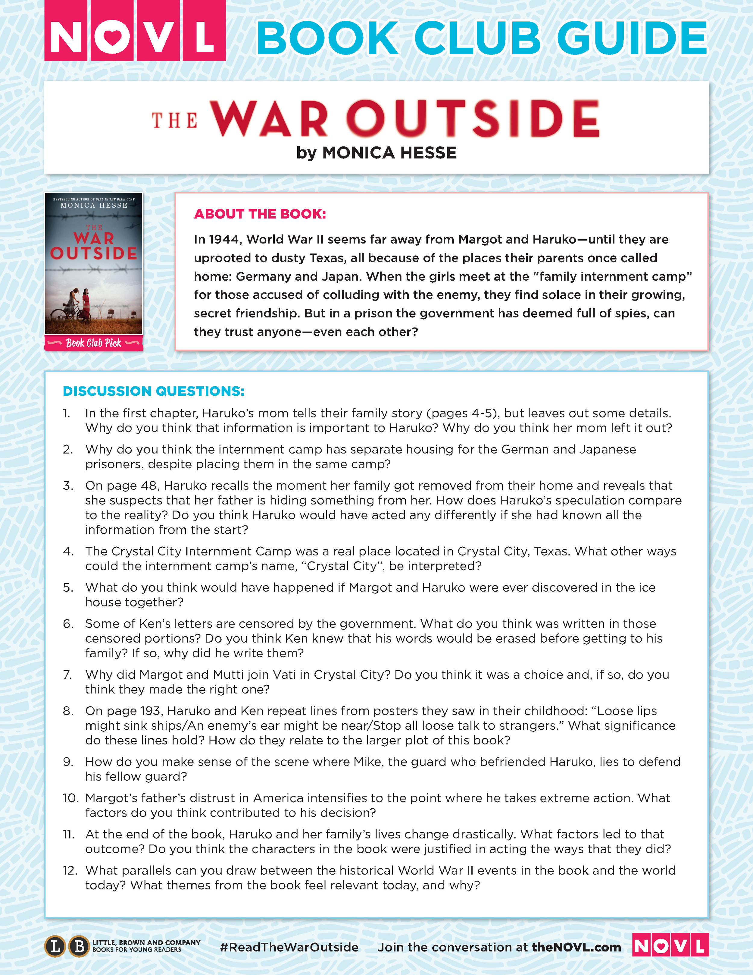NOVL - Book Club Guide - 'The War Outside' by Monica Hesse