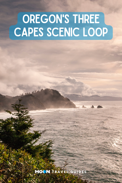for pinterest: a large cape juts out into the pacific ocean