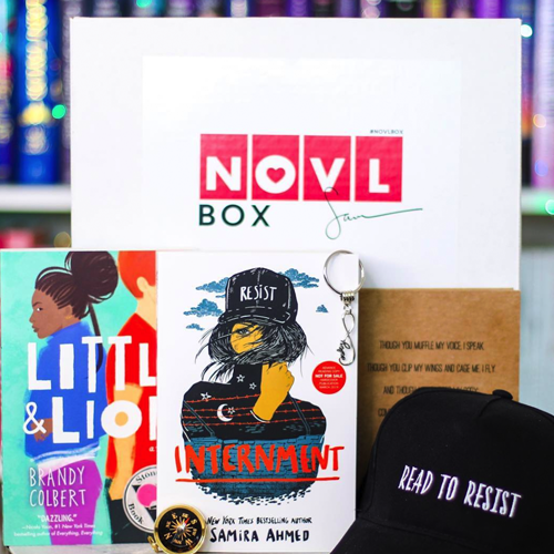 NOVL - Instagram image of NOVLBox goodies featuring 'Internment' by Samira Ahmed