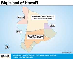 Big Island of Hawai'i travel broken into travel regions