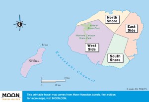 Travel maps of Kauai by region