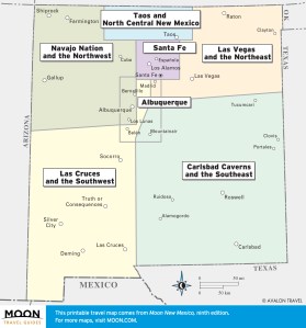 Overview of travel maps of New Mexico  by region