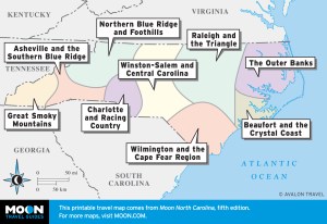 Overview of North Carolina travel maps by region