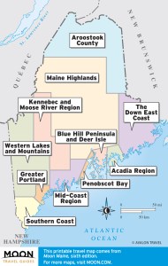 Maine travel maps by region.