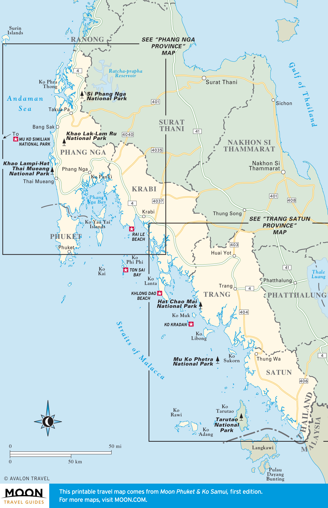 Travel map of The Andaman Coast, Thailand