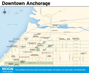 Travel map of Downtown Anchorage, Alaska