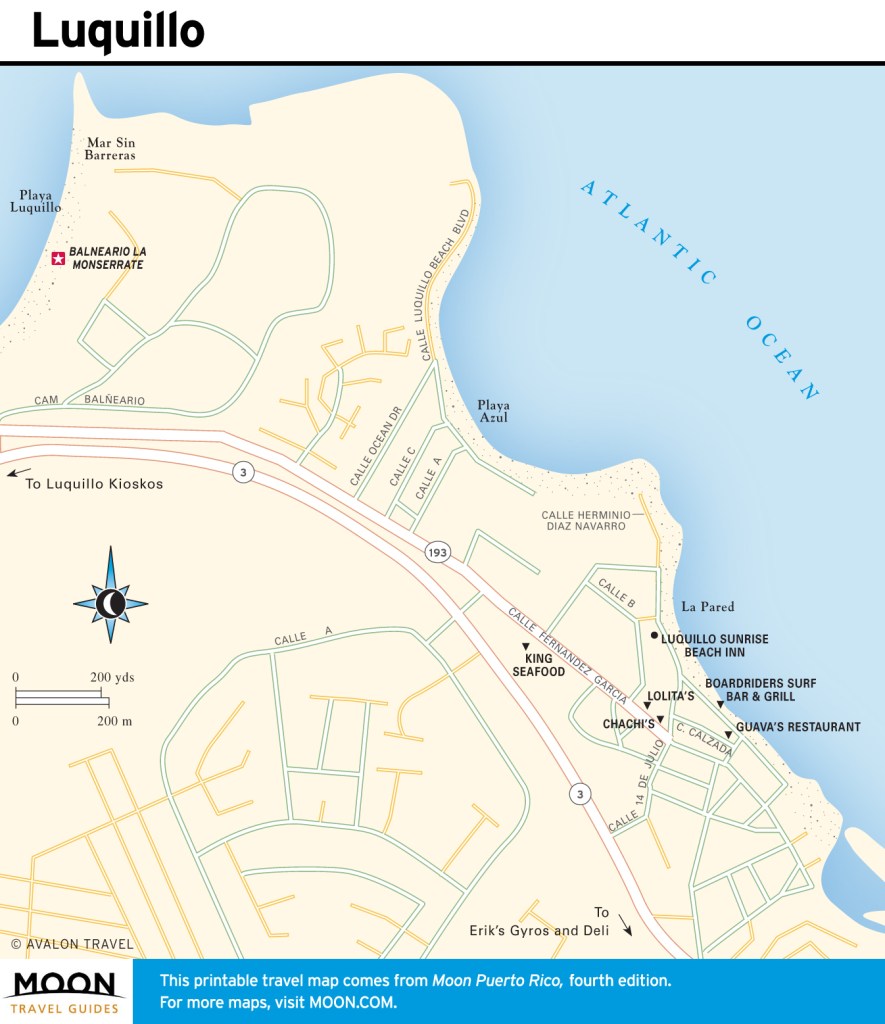 Travel map of Luqillo, Puerto Rico.