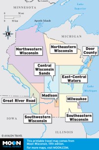 Wisconsin travel maps by region.