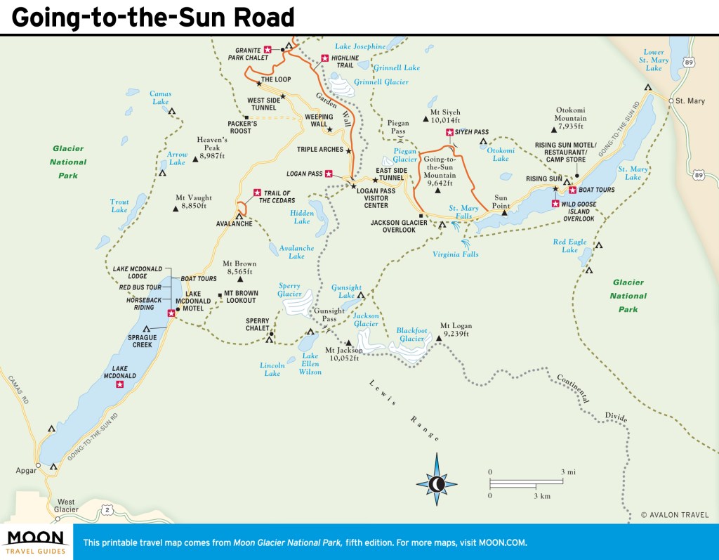Map of Going-to-the-Sun Road