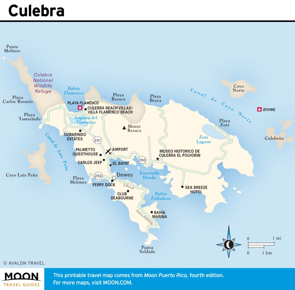 Travel map of Culebra, Puerto Rico