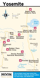 yosemite map with markers for top things to do