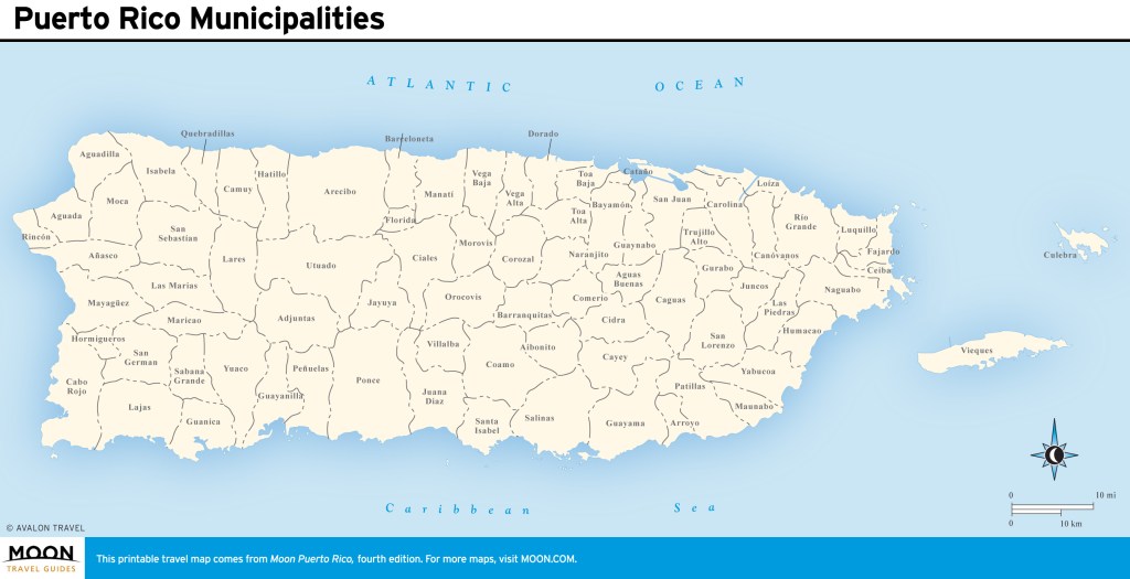 Travel map of Puerto Rico Municipalities