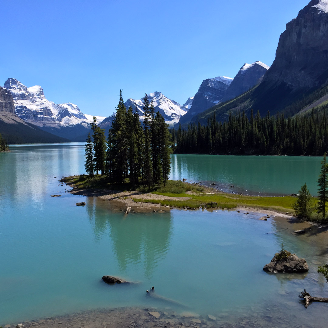 the green waters of maligne lake