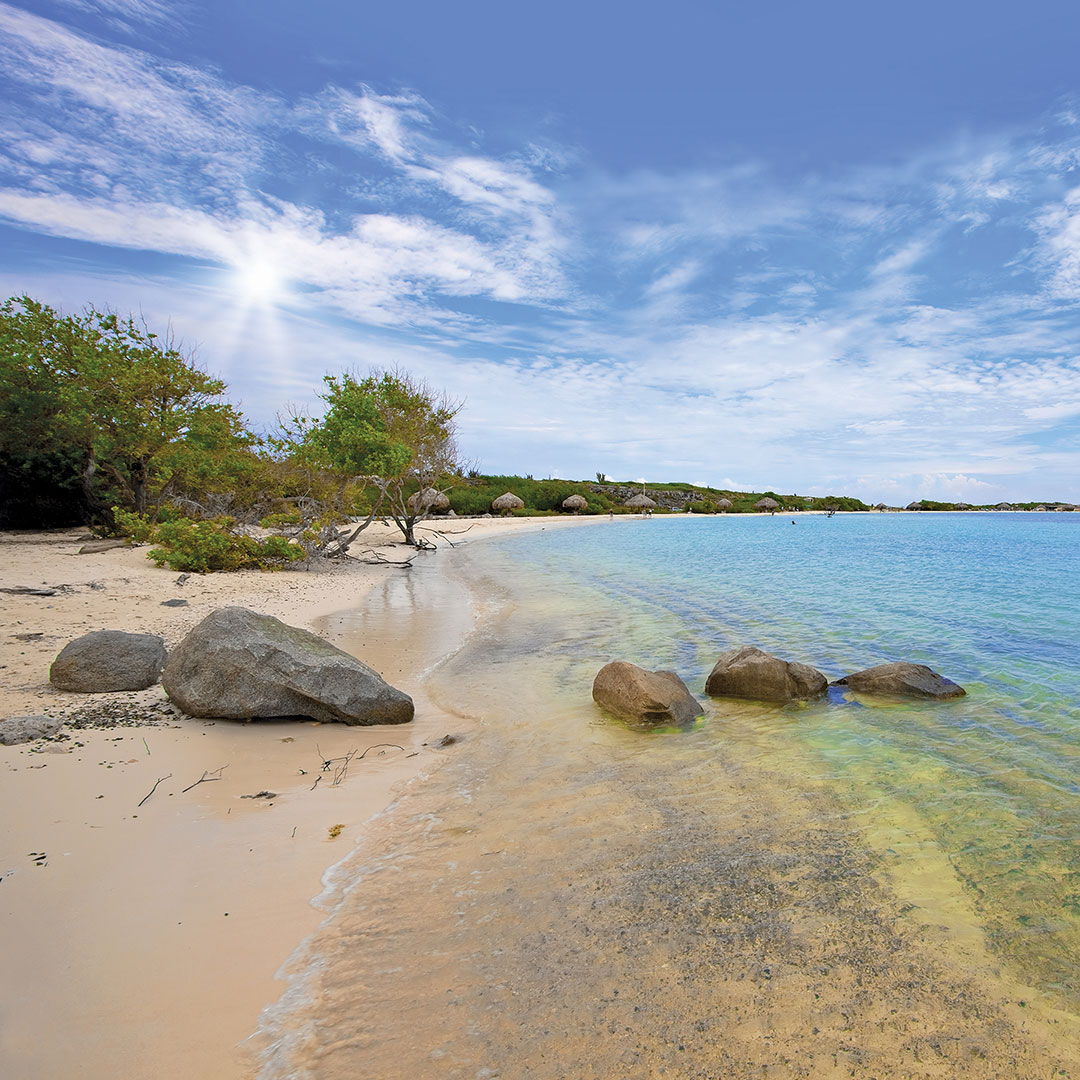 sun shining on Baby Beach in Aruba