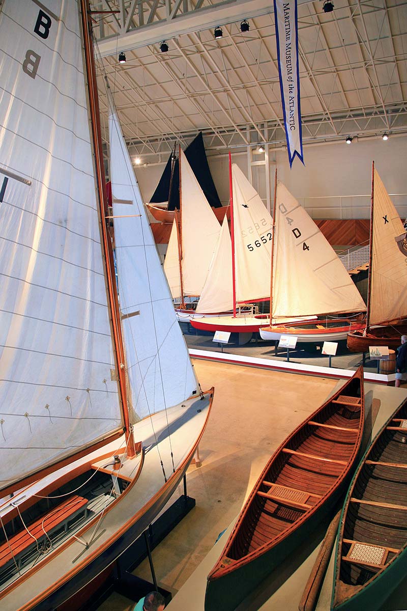Sailboats on display inside the Maritime Museum of the Atlantic.