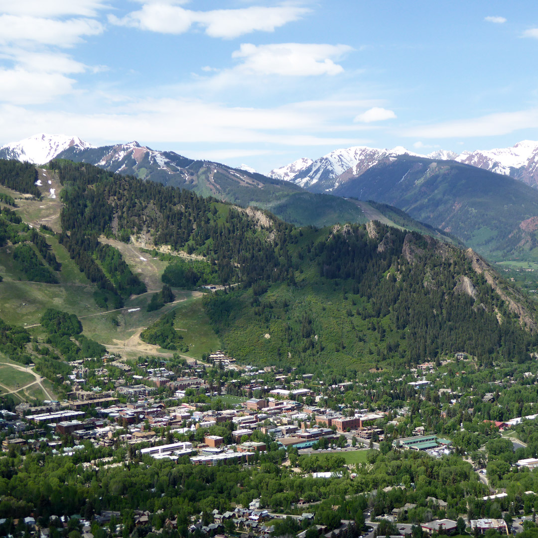 aerial view of the town of Aspen