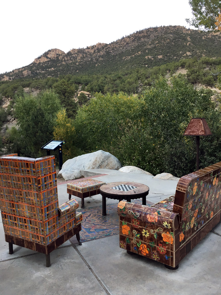 tilework furniture facing toward a view of the mountains in Buena Vista Colorado