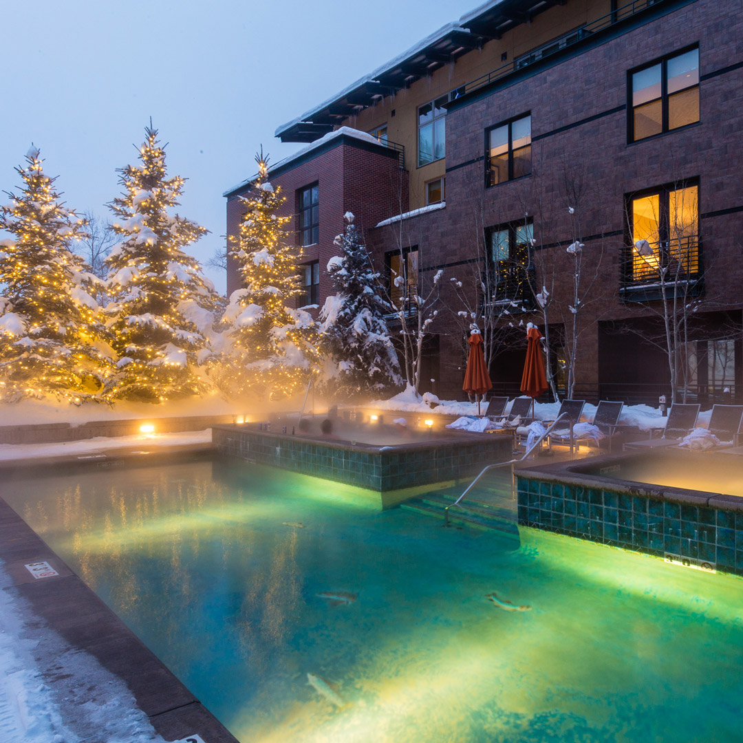 Limelight hotel pool and hot tub in winter