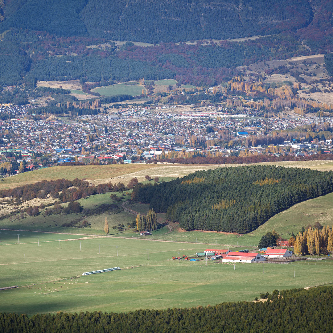 aerial view of the Patagonian city of Coyhaique