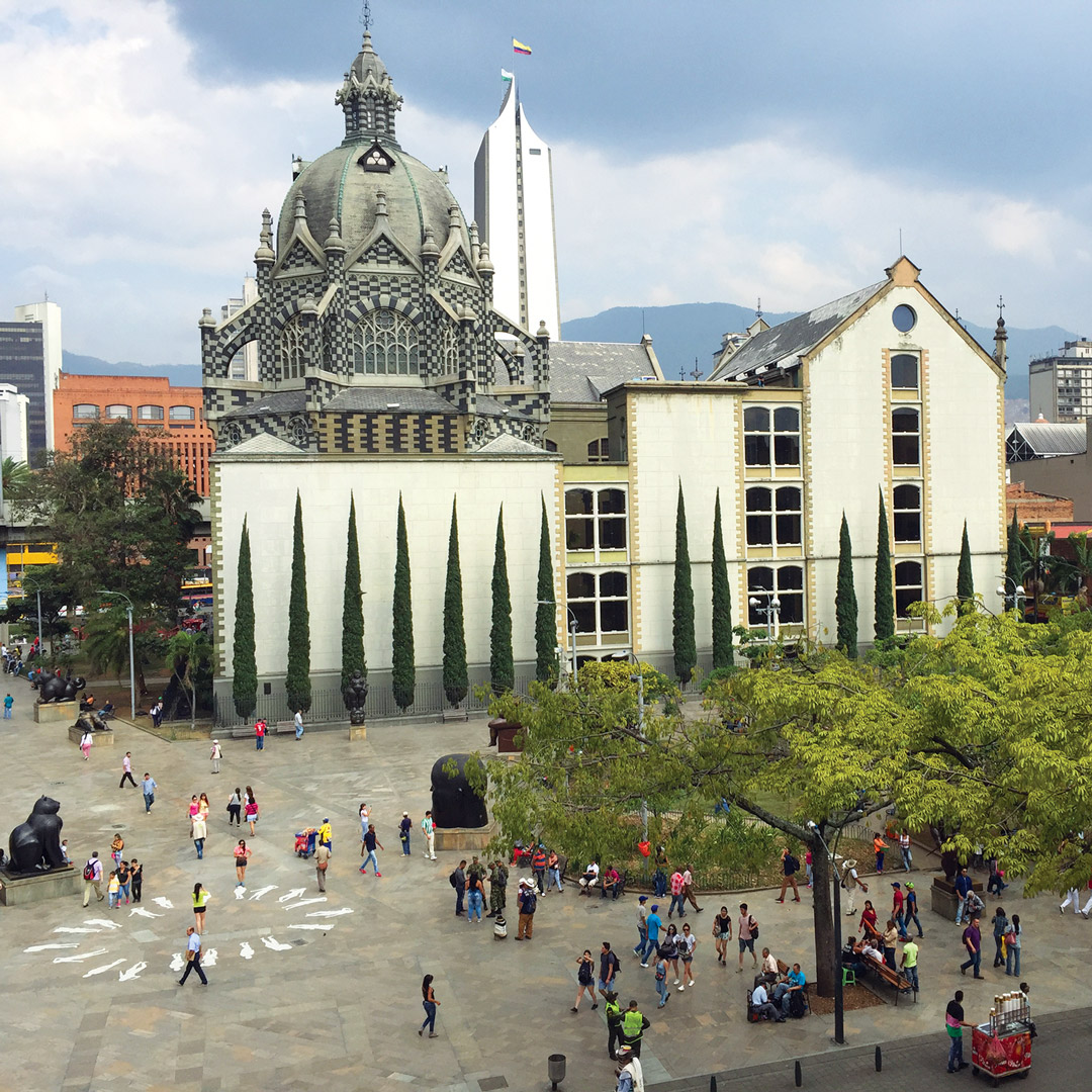 view of Plaza Botero from above