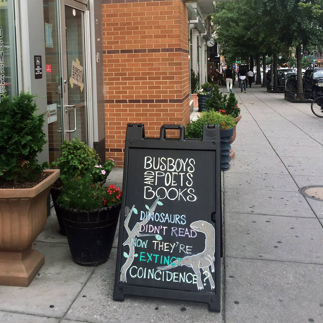 sign outside Busboys and Poets in DC