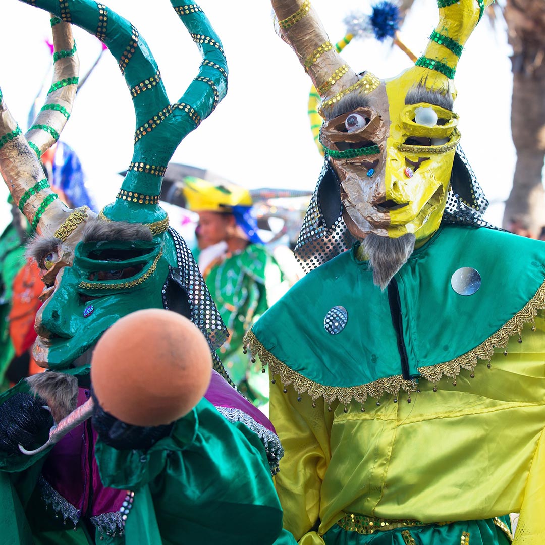 Los Chiveros de Dajabón wear masks resembling goats to showcase the importance of farming. Photo © Lebawit Lily Girma.