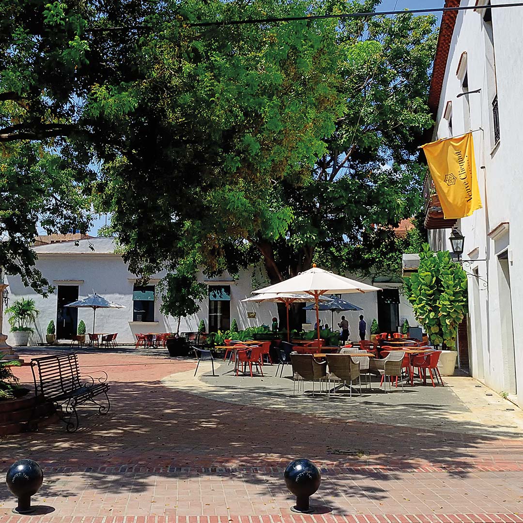 plaza with tables and chairs