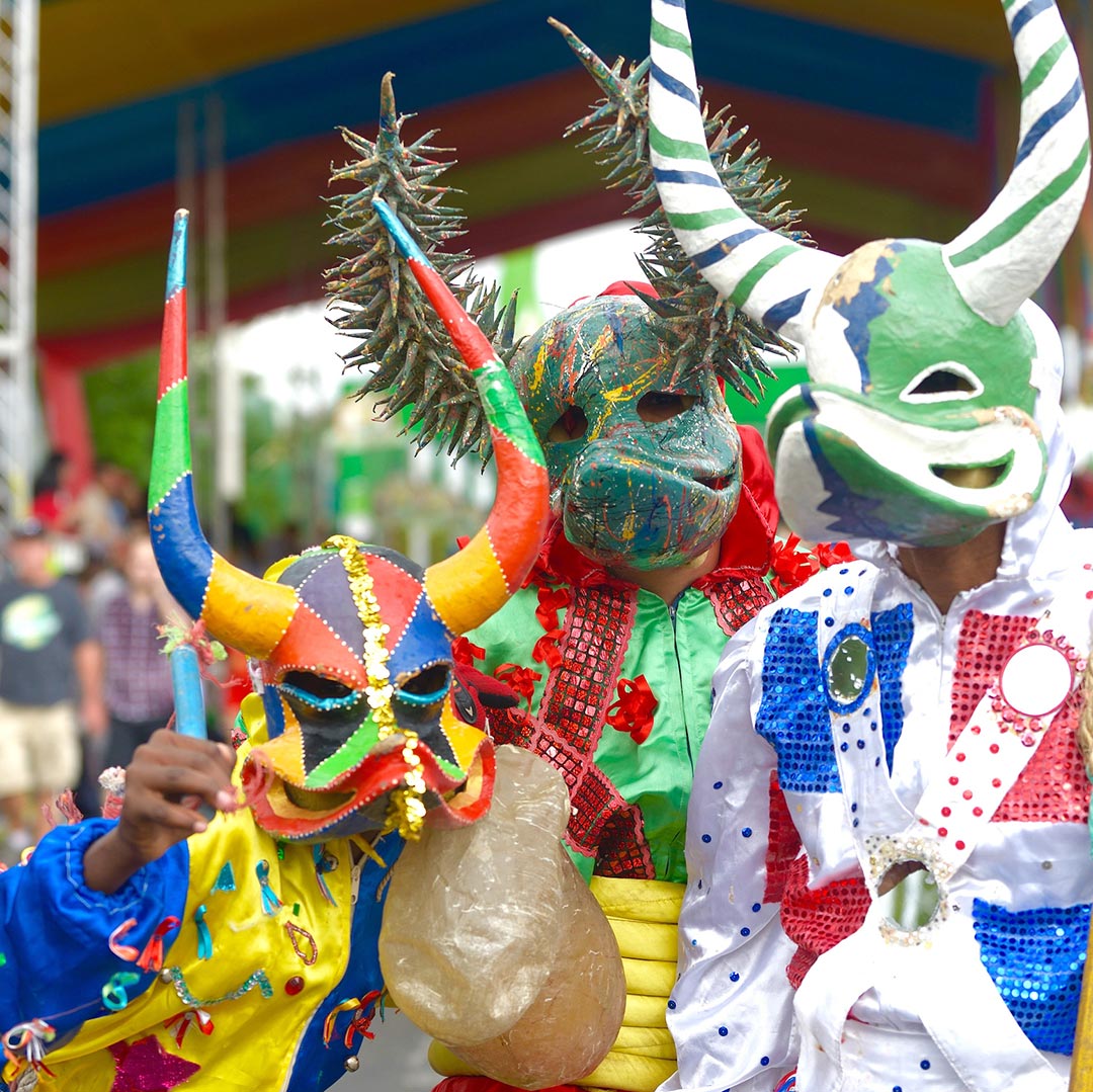 Santiago’s reigning carnival characters are Los Lechones or “piglets”–devils in masks that resemble the face of a pig. Photo © Lebawit Lily Girma.