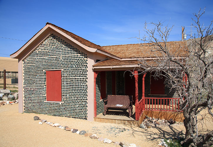 Rhyolite's bottle house was built from empty beer and liquor bottles.