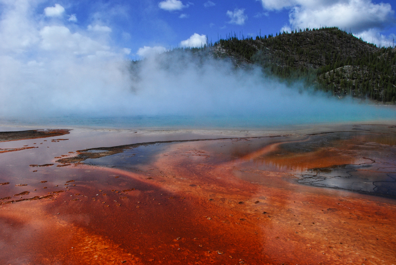 steam wafting from grand prismatic spring