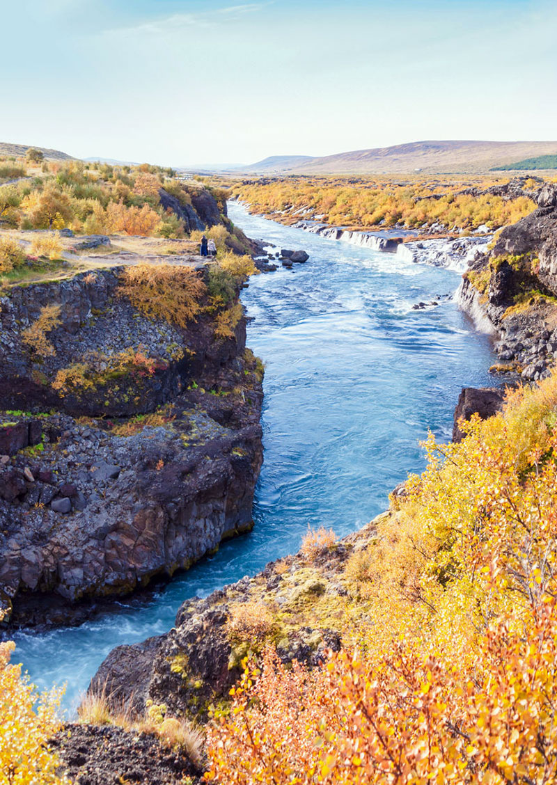 Hraunfossar waterfalls in Iceland.