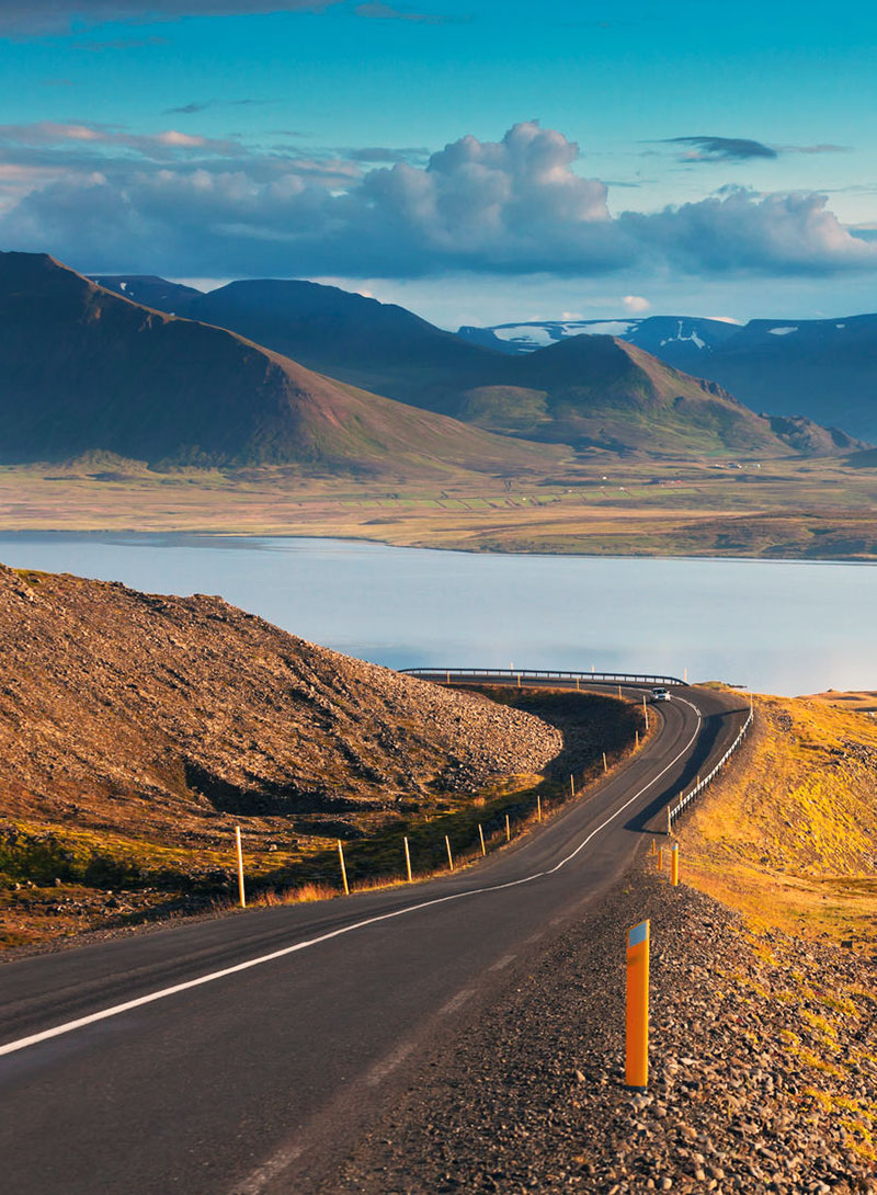 Easy driving on a summer evening in Iceland.