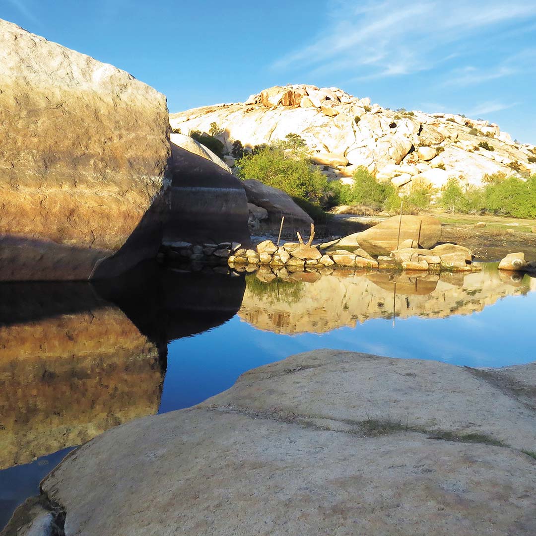 Rocks and water at Barker Dam in Joshua Tree National Park