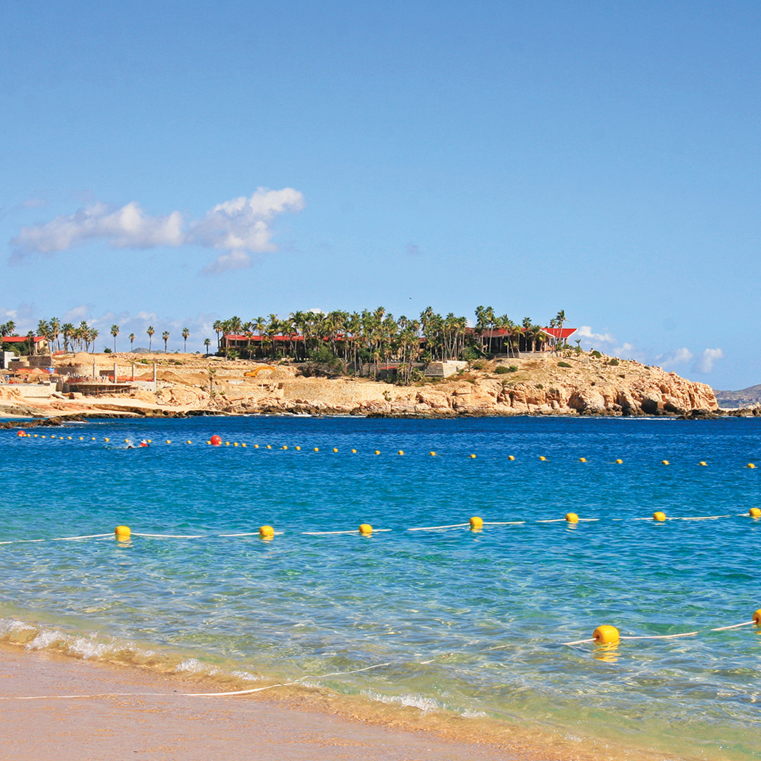 swimming lanes marked off in the ocean at Playa Chileno