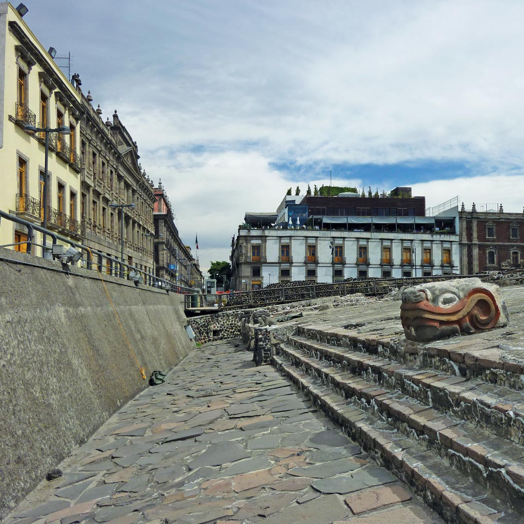cobbled walkway through the ruins of Templo Mayor