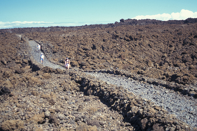 The Hoapili Trail through a rocky landscape near La Perouse Bay in South Maui.
