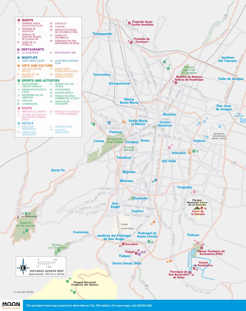 Travel map of Greater Mexico City
