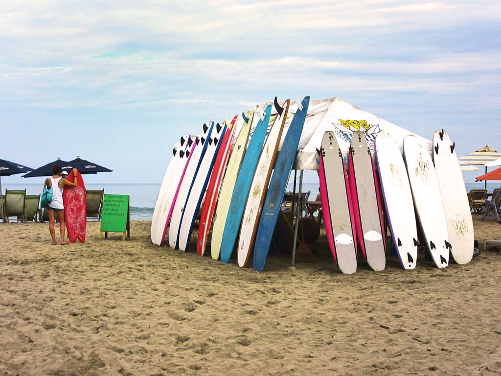 surfboards on the beach in puerto vallarta