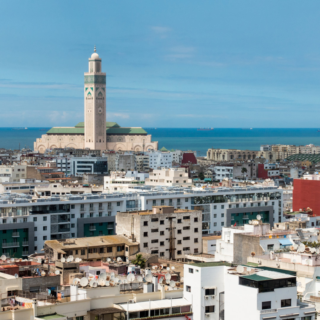 cityscape over rooftops in Casablanca Morocco
