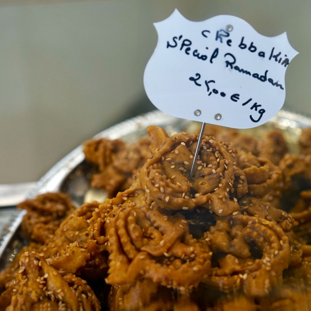 display of Moroccan dessert on a silver platter