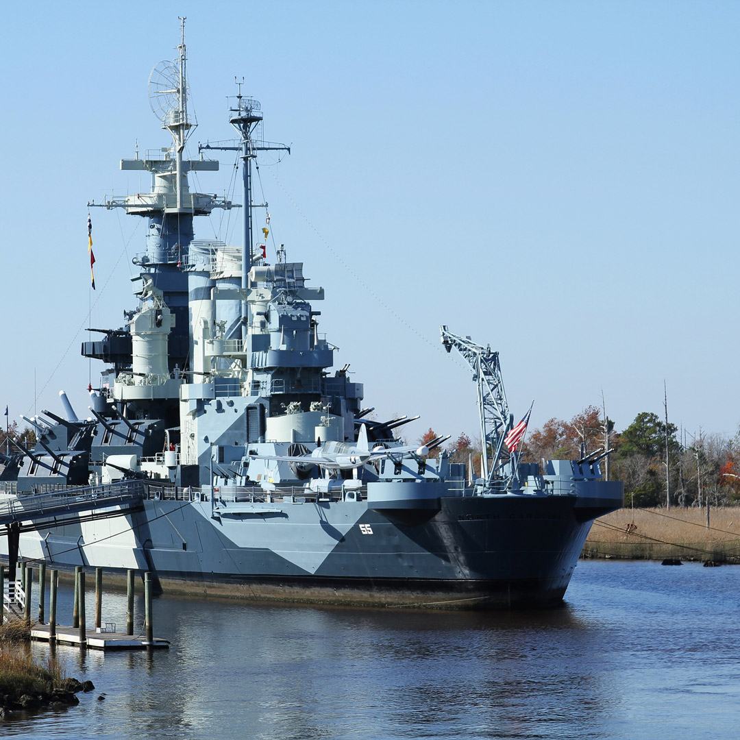 battleship docked in North Carolina