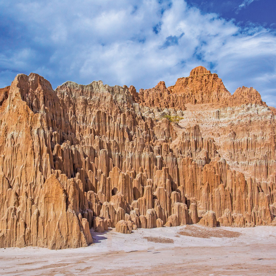 jagged landscape of Cathedral Gorge State Park