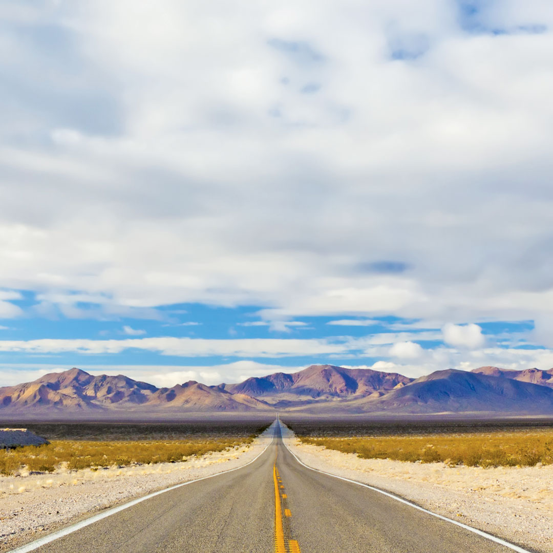 Nevada US 50 leads into a mountainous landscape