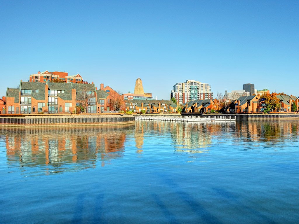 View of the docks of downtown Buffalo New York